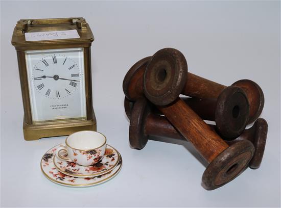 Carriage clock, folding Guinea scales and other items